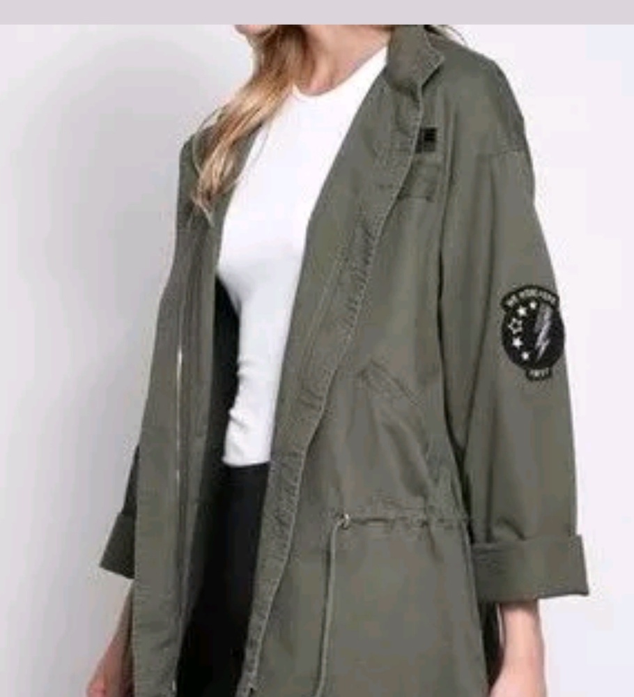 Women casual long sleeve militaty green parka